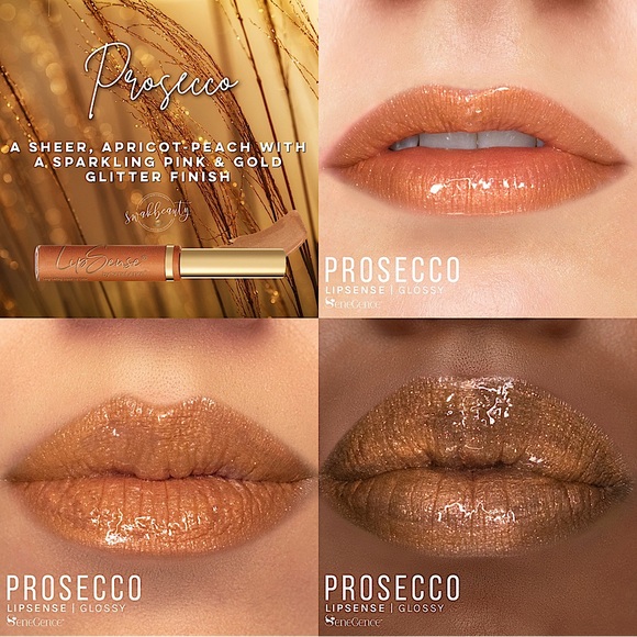 Lipsense Prosecco NEW Apricot Peach Pink Gold Glitter Long Last Liquid Lipstick - Picture 5 of 7